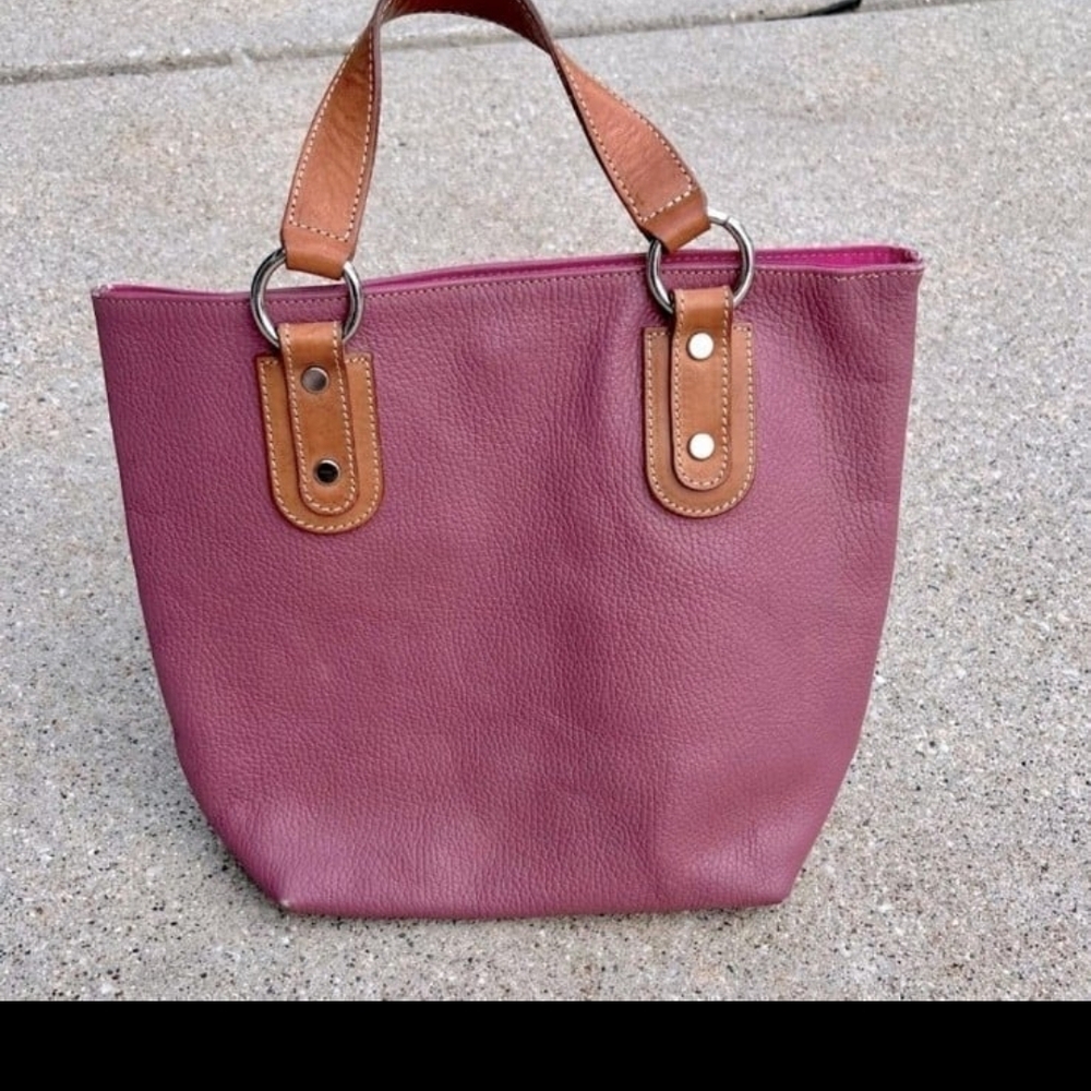 Maurizio Taiuti Women's Handbag Pink Tote with Brown Accents Leather Medium - Picture 2 of 12